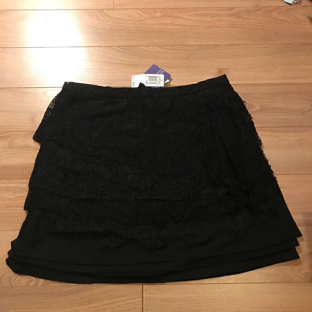 vivienne tam black lace ruffle skirt NWT‎